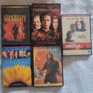 5 DVD'S Braveheart, Amistad, Legends of the fall, Backdraft , YA YA SISTER- LOT